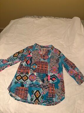 Scarlett Teal Multi-Pattern Girls' Blouse
